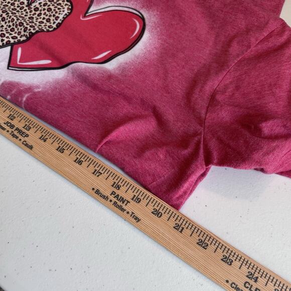 Leopard Print Heart Valentine Graphic T-Shirt Double Hearts Bleach XL - Picture 4 of 6
